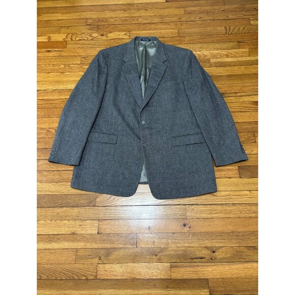Vintage Austin Reed Mens Blazer Jacket Sz 48L Gray Wool Herringbone Sport Coat - Picture 1 of 8